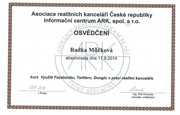 Certifikát ARK 2014